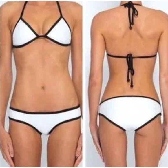 Triangl Swimwear Chloe Neoprene Bikini Bottom ONLY in White Black Medium - Picture 12 of 12